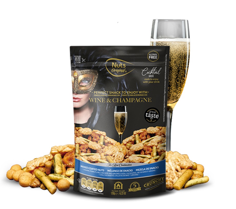 Nuts Original Cocktail Mix – Wine & Champagne Premium Snack zu Wein & Champagner | 150 g