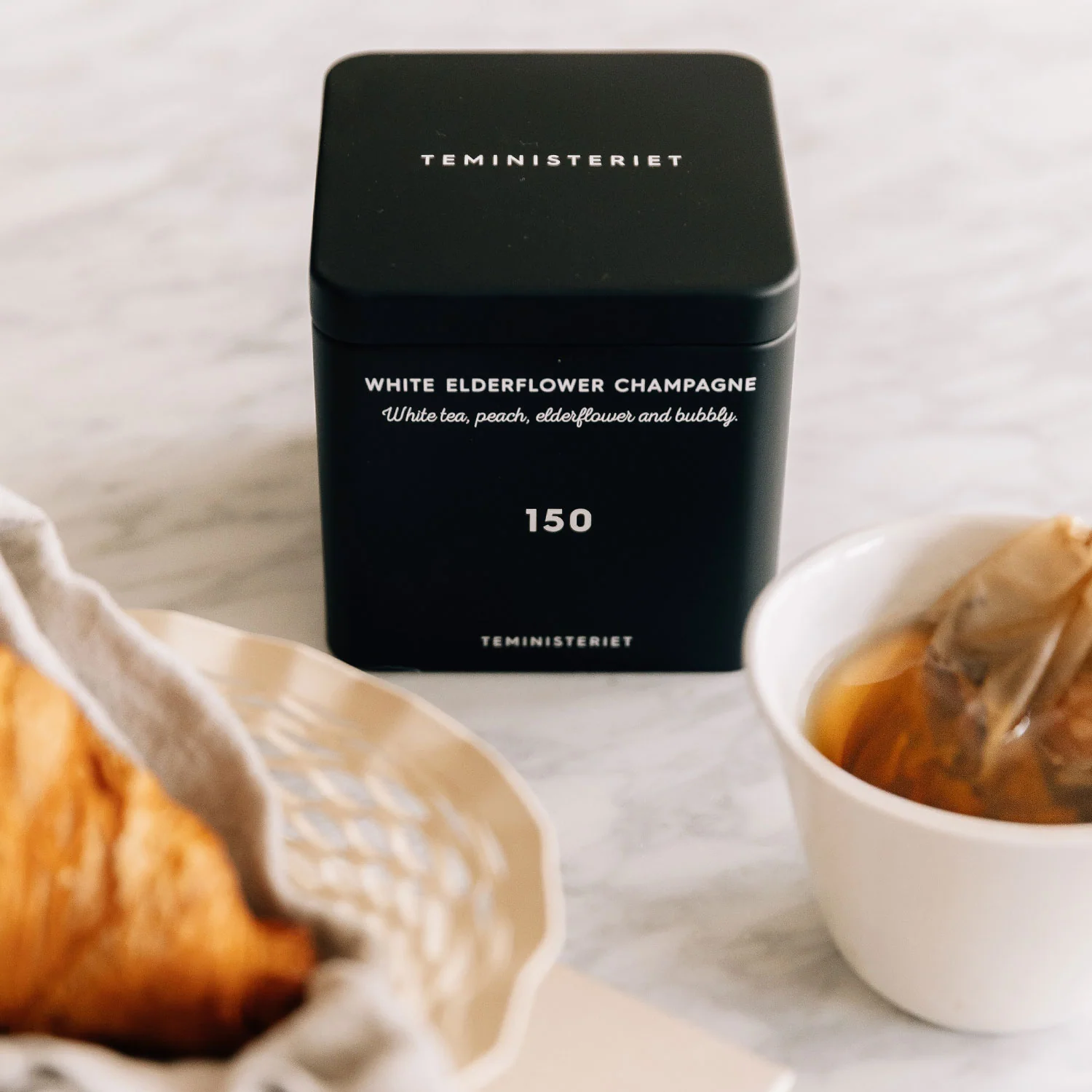 Teministeriet 150 White Elderflower Champagne – Weißer Tee mit Holunderblüte & Pfirsich, 50 g